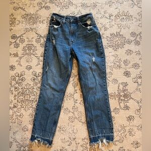 Abercrombie & Fitch Dark Blue Distressed Curve Love Jeans